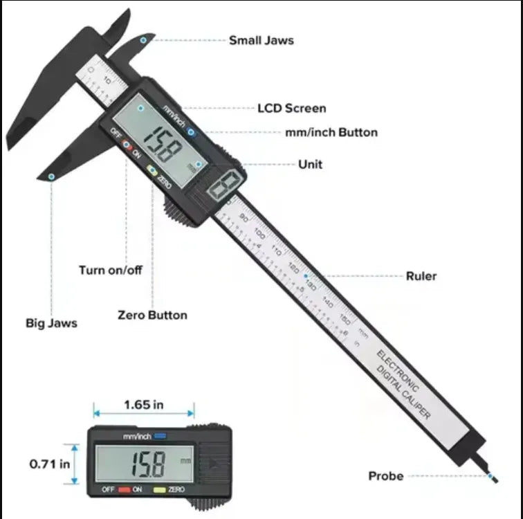 Ditron Electronic Digital Vernier Caliper 150mm Carbon Fiber Composites Measuring Tool